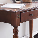 Table de Bureau Bois de caoutchouc stable PC Bureau à la maison Bureau avec 2 tiroirs de stockage Table d'étude de style de campagne simple, brun rustique Bureau d'ordinateur ( Color : 0.8 meters )