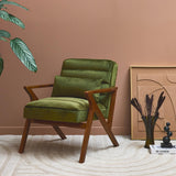 sweeek - Fauteuil scandinave Bois d'hévéa et Velours Kaki