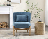 chairus Fauteuil Relax Salon avec Oreiller Lombaire Chaise de Salon en Chenille Fauteuil Scandinave sans Accoudoirs pour Salle à Manger, Bureau, Chambre (Bleu)