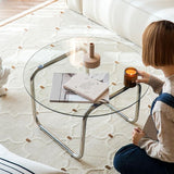 Table D'appoint Ronde En Verre,Table Basse Salon,Table D'appoint Bout De Canapé,Table Canapé,Gueridon Salon,Bout De Canapé De Salon,Table Basse Avec Pieds En Métal,Pour Salon, Bureau(Transparent,23.6i