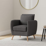 CLP Fauteuil de Salon Tilgard en Tissu I Fauteuil Confortable Rembourrée avec accoudoirs et Dossier Pieds en Bois Solide I Couleur : Gris foncé