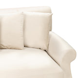 Canapé Fixe 2 Places en Velours Blanc Cassé avec Pieds en Bois et Rembourrage Moelleux pour Salon Design Glamour Beliani