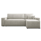 INTENSE DECO Canapé d'angle Convertible réversible Lorenzo en Velours côtelé Beige