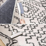 Leesentec Tapis Salon Chambre à Poils Courts,Super Doux Dessous AntidéRapant, Abstrait Decoration Maison Grand Interieur Moquette,Paillasson Exterieur Entree,Ivoire/Noir,200x250cm