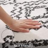 Leesentec Tapis Salon Abstrait Moderne à Motif Géométrique - Poil Court, Doux pour Chambre - Noir, Blanc, Beige, Ivoire (Ivoire/Noir, 200 * 250cm)