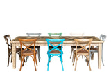 Biscottini Lot de 2 chaises de salle à manger en bois massif - Chaise cuisine et salon en rotin - Chaises d extérieur et intérieur - Chaise en peluche Rustica Cross - Siège rembourré Thonet Vintage