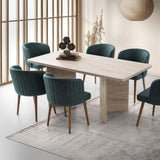 Calicosy – Table à Manger Rectangulaire L180 cm en Bois – Design Moderne avec 2 Pieds Pleins – L180 x P90 x H77 cm – Table Familiale 4 à 6 Personnes – Modèle Ava