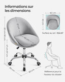 SONGMICS Chaise de Bureau, Fauteuil Pivotant en Tissu Coton-Lin, Siège Confort, Rembourrage en Mousse, Réglable en Hauteur, pour Bureau, Chambre, Gris Tourterelle OBG020G01