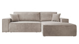 Selsey FARESE New - Canapé d'angle - 267 cm - en L avec Coffre de Rangement canapé Droit en Velours côtelé Beige