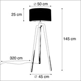 QAZQA puros - Lampe de table trépied/tripode - 1 lumière - H 1450 mm - Blanc - Moderne - éclairage intérieur - Salon I Chambre I Cuisine I Salle à manger