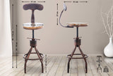 CLP Lot de 2 tabourets de Bar Hanam au Design Industriel I Chaise de Bar métallique réglable en Hauteur avec Assise et Dossier en Bois, Couleur:Bronze