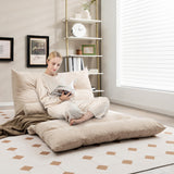 COSTWAY Canapé-lit Paresseux Pliable, Canapé Convertible avec Dossier Réglable à 42 Positions, Chauffeuse avec 2 Oreillers, Sofa pour Salon, Chambre, Balcon, Beige