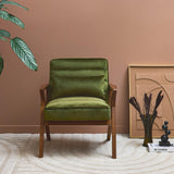 sweeek - Fauteuil scandinave Bois d'hévéa et Velours Kaki
