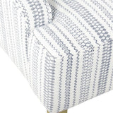 HomePop Fauteuil d'appoint en velours avec accoudoirs Swoop, rayures bleues et blanches