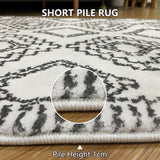Leesentec Tapis Salon Abstrait Moderne à Motif Géométrique - Poil Court, Doux pour Chambre - Noir, Blanc, Beige, Ivoire (Ivoire/Noir, 200 * 250cm)