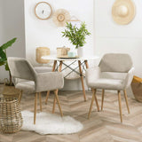MEUBLE COSY Lot de 2 Chaises de Salle à Manger Scandinave Fauteuil Assise rembourrée en tissu Pieds en métal pour Cuisine Salon Chambre Bureau, Brune, Beige