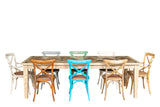 Biscottini Lot de 2 chaises de salle à manger en bois massif - Chaise cuisine et salon en rotin - Chaises d extérieur et intérieur - Chaise en peluche Rustica Cross - Siège rembourré Thonet Vintage