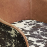 AUBRY GASPARD Fauteuil en Cuir Camel et Peau de Vache