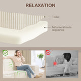 HOMCOM Canapé 3 Places en Velours côtelé 230 cm, canapé Moderne avec Assise et accoudoirs rembourrées, entièrement compressé Pas de Montage nécessaire, pour Salon, Chambre, Bureau, Beige