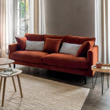 Atmosphera - Canapé 3 Places Candice Orange Ambre, Tissu Velours Déperlant, 194 cm, Fabriqué en France - pour Salon, Séjour