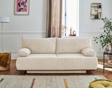 Best Mobilier - Canapé Convertible avec Coffre Cristal en Velours Côtelé - Canapé Lit - Sofa Beige 3 Places - Salon
