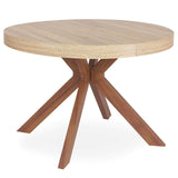 Menzzo Table à Manger Ronde Extensible Avec Pied Central en Métal | Salle à Manger ou Cuisine | Bois, Métal | Myriade | Diamètre 110 cm x H75 cm, Dépliée: L110 x P160-210-260 x H75