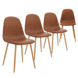 Ensemble de 4 chaises de salle à manger CangLong, chaises de cuisine capitonnées rétro pour salon, salle à manger, chaises scandinaves en similicuir avec pieds en métal, marron