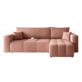 GREKPOL Canapé d'angle Convertible 145x248 à Gauche ou à Droite - Canapé 3 Places Convertible - Canapé Rose - Canapé avec Espace de Rangement - Canapé Lit - Canapé Convertible