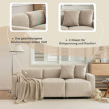 PUGSDRLY Canapé 3 Places avec Coussins Décoratifs,Petit Canapé,Design Moderne,Meuble Rembourré,Tissu Chenille,pour Salon,Chambre,Appartement,Beige