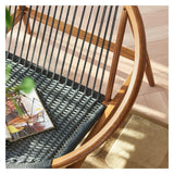 Fauteuil d'appoint en rotin Canapé en bois, chaise de loisirs tissée en corde de chanvre, fauteuil inclinable simple for balcon, chaise longue for patio, jardin et terrasse, élégant et confortable Fau