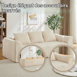 Yihomfy Canapé 3 Places Modulaire en Corduroy côtelé, canapé Salon Moderne avec Assise rembourrée, Canapé Entièrement Compressé, 3 Coussins, Aucun Assemblage requis
