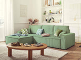 Best Mobilier - Dellia - canapé d'angle réversible Convertible - avec Coffre - en Velours côtelé - 4 Places - Vert Sauge