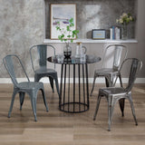 DUHOME Chaise de Salle à Manger en Métal, Lot de 4 Chaise Bistrot Metal, Ensemble de Chaises Empilables Chaise Cuisine avec Dossier, pour Bar Café Salon Restaurant Intérieur et Extérieur,Métallique