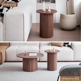 JZGORC Lot de 2 Tables Basses Rondes Modernes, Support de Base de Colonne Romaine, Table D'appoint de Canapé Ronde de Style Ferme, Convient au Salon, au Bureau - Marron Foncé