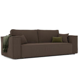 GREKPOL Sofa 240x105 cm - Canapé 3 Places Velours Côtelé - Marron Canapé Convertible 3 Places avec Dossier rembourré