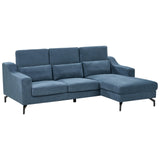 Canapé d'Angle en Velours Bleu Foncé avec Appuis-tête Réglable pour Salon Moderne Beliani