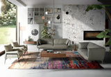 Angel Cerdá - Fauteuil en Peau de Vache Gris Perle - Design Moderne avec Structure en Acier Noir et Détails Dorés - Idéal pour les Salons, les Espaces Repas et les Espaces de Détente - 67 x 75 x 87 cm