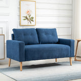 HOMCOM Canapé 2 Places Design scandinave dim. 145L x 76l x 88H cm Pieds Bois Massif Tissu Bleu