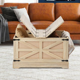 VEVOR Table Basse Rectangulaire, Table de Salon en Rotin, avec Plateau en MDF, Meuble de Rangement de Style Bohème Moderne de 80 cm, avec Charnières en Métal Rétro, pour Chambre et Petits Espaces