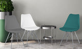 SAMPUR - Chaise Épura Design Rétro Scandinave de Salle à Manger et Bureau | Siège de Salon avec Coussin Intégré | Rembourrée avec Pieds en Acier - Bleu Canard