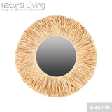 Natural Living Miroir avec Franges en Raphia DIAM 46CM