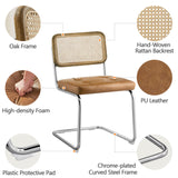 Zouron Chaises De Cuisine en Rotin Lot de 4, Chaises De Salle à Manger Modernes du Milieu du SièCle, Chaises De Cuisine sans Accoudoirs avec Dossier en Rotin Tressé, Pieds en MéTal, Marron