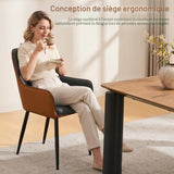 CLIPOP Lot de 2 Chaises de Salle à Manger Avec Accoudoirs - Rembourrées pour Cuisine, Salon, Bureau, Chambre à Coucher - Fauteuil Lounge Set (1, Similicuir Gris-Brun)