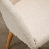 HOMCOM Lot de 2 chaises de Salle à Manger Chaise de Cuisine Design scandinave - Pieds inclinés effilés Bois Caoutchouc - Assise Dossier accoudoirs ergonomiques Aspect Lin Beige