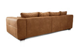 CAVADORE Big Sofa Mavericco Canapé rembourré, Taille XXL, Aspect Cuir, avec Coussin de Dossier et Coussin décoratif, 287 x 69 x 108 cm (l x H x P), en Microfibre, Cognac