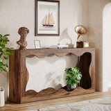 Tribesigns Table console de ferme de 160 cm avec rangement, table de canapé derrière le canapé, longue table d'entrée, table console étroite, table de couloir pour entrée, salon, marron
