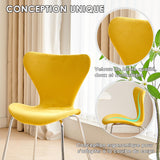 U2PICK Chaises de Salle à Manger en Velours rembourré avec Pieds chromés, empilables, légères et sans accoudoirs pour Cuisine, Bureau, vestiaire, Salon (Jaune, 2 pièces)