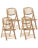 Lot de 4 Chaises de Salle à Manger Pliantes en Bambou Naturel et Rotin Parfaites pour Salon ou Cuisine au Style Boho Rustique et Colonial Beliani