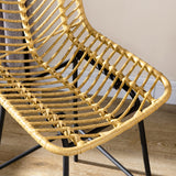 HOMCOM Lot de 2 tabourets de Bar Chaise de Bar Design bohème Hauteur 66 cm avec Repose-Pieds métal - Naturel