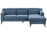 Canapé d'Angle en Velours Bleu Foncé avec Appuis-tête Réglable pour Salon Moderne Beliani